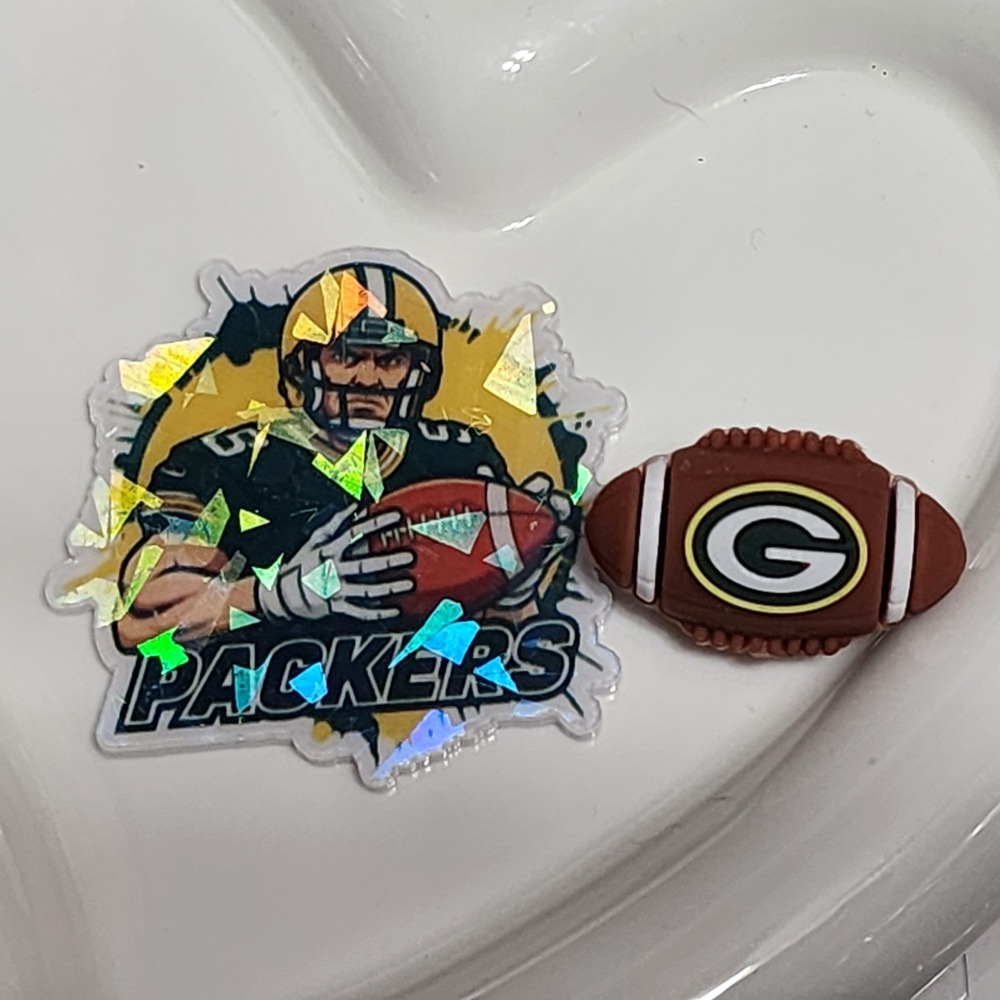 Football Flatback Focal Bead Badge Bag Charm Magnet Beaded Pen Jewelry Green